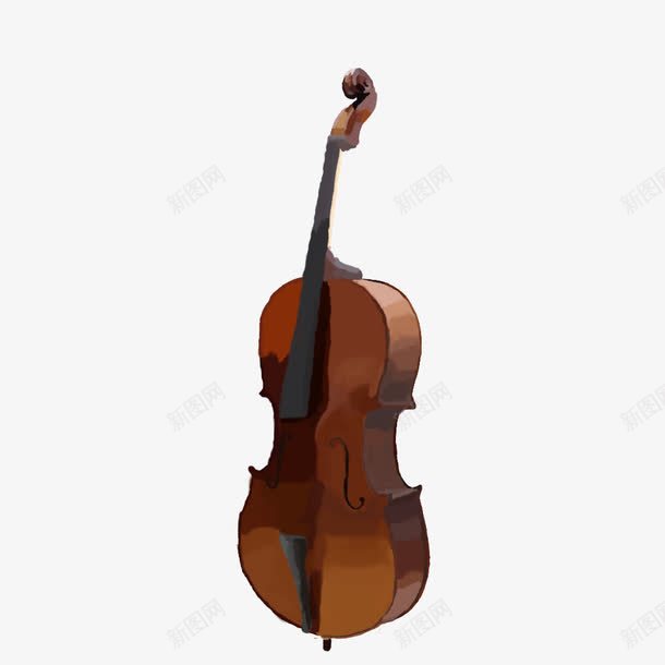 手绘大提琴png免抠素材_新图网 https://ixintu.com 大提琴 手绘 精美 褐色
