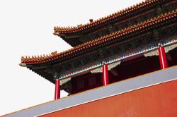 中国传统红墙红瓦雕刻墙檐素材
