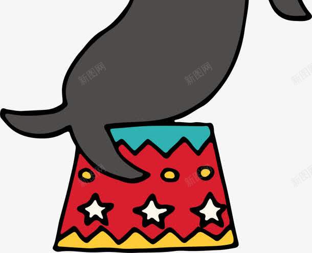 卡通海狮表演png免抠素材_新图网 https://ixintu.com 可爱卡通 手绘 海狮 海狮表演 皮球 矢量图案 马戏团