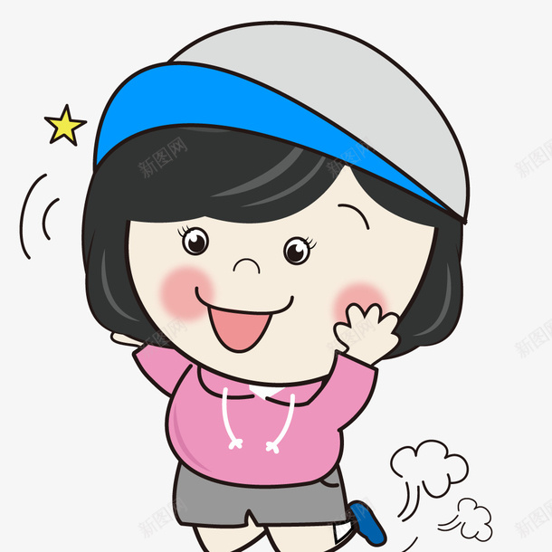 开心的卡通女孩简图png免抠素材_新图网 https://ixintu.com 人物 卡通 女孩 开心的 手绘图 表情 跳起来