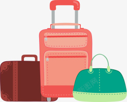 棕色手提袋三个行李箱矢量图高清图片