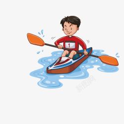 划船运动卡通男孩划船运动高清图片