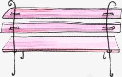 手绘粉色长凳插画素材