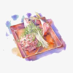 生鱼肉鱼酱手绘画片高清图片