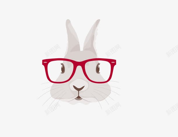 灰色戴眼镜小兔子png免抠素材_新图网 https://ixintu.com 小兔子动物 小灰兔 戴眼镜 矢量小兔子