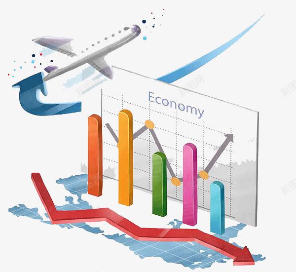 全球商务飞机破损曲线图png免抠素材_新图网 https://ixintu.com 世界地图 全球商务 柱状图 箭头 飞机