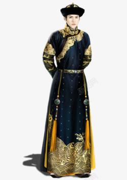黑衣蒙古贵族古风手绘素材