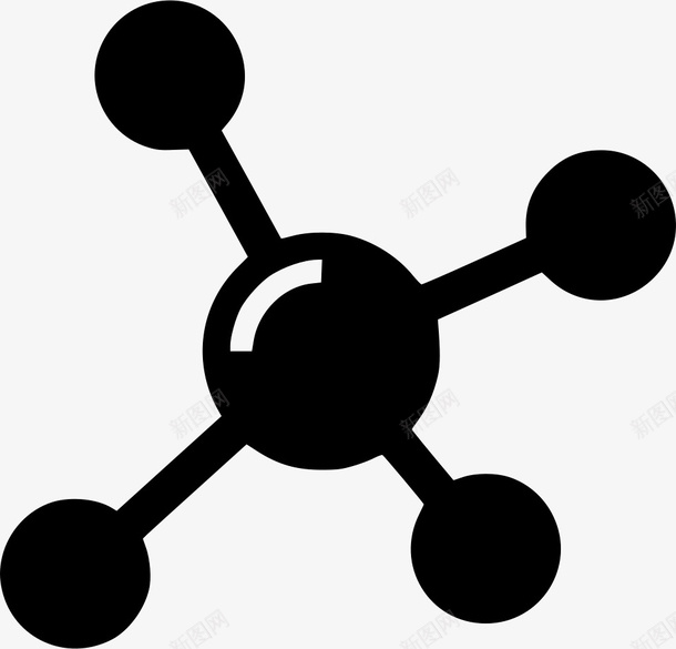 手绘黑色分子结构图图标png_新图网 https://ixintu.com 免抠图 分子结构图 抠图 插画 装饰画 黑色分子