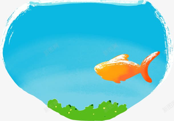 手绘蓝色海洋鱼类png免抠素材_新图网 https://ixintu.com 海洋 蓝色 鱼类