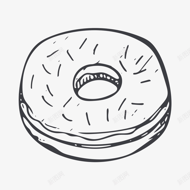 卡通手绘甜甜圈图标png_新图网 https://ixintu.com 卡通 圆形 手绘 甜甜圈 简笔画 简约 食物 黑色系