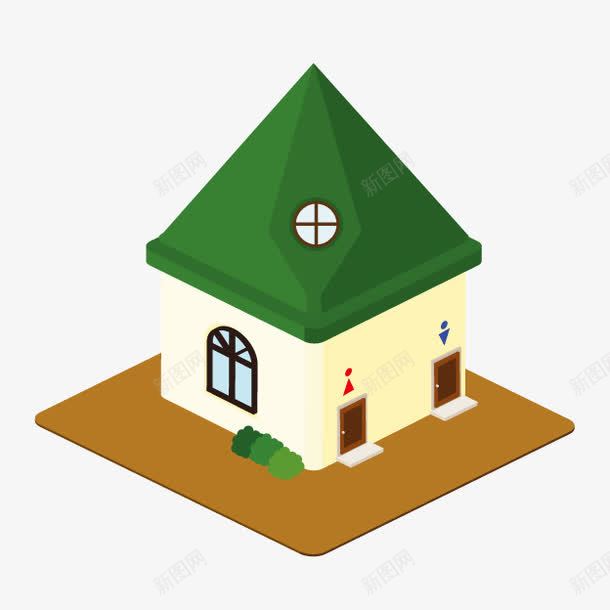 卡通绿色尖顶小屋png免抠素材_新图网 https://ixintu.com 卡通小屋 小屋模型 尖顶小屋 绿色小屋