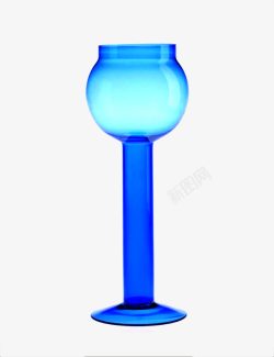 高脚蓝色玻璃杯花瓶素材