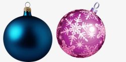 圣诞装饰用品蓝色和紫色圣诞球高清图片