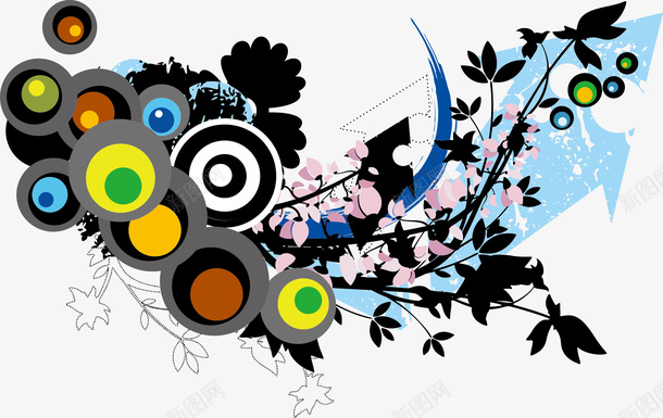 炫彩花纹装饰矢量图ai免抠素材_新图网 https://ixintu.com 时尚 潮流 鲜花 矢量图