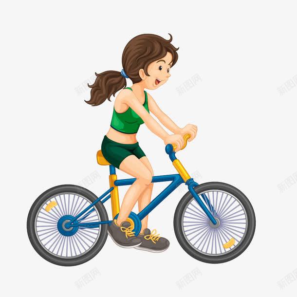 骑自行车健身的女孩png免抠素材_新图网 https://ixintu.com 健身 女孩 矢量素材 绿色 骑自行车