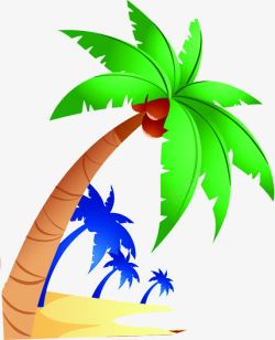手绘夏日海报植物椰子树素材