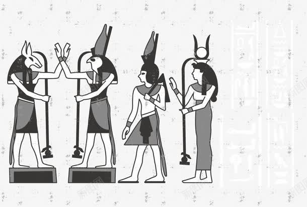 古埃及守护者png免抠素材_新图网 https://ixintu.com 古埃及 埃及壁画 守护者 法老