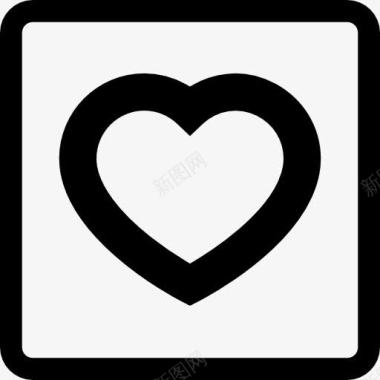 爱的象征心脏轮廓在广场图标图标