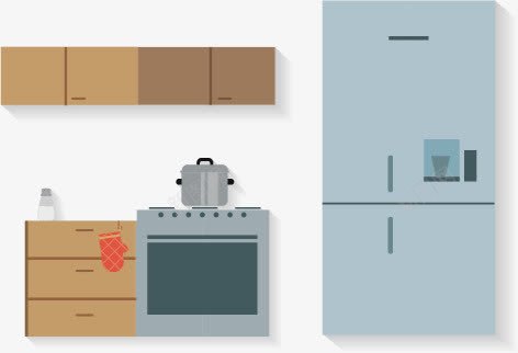 厨柜冰箱矢量图ai免抠素材_新图网 https://ixintu.com 柜子 橱柜 蒸锅 防烫手套 矢量图