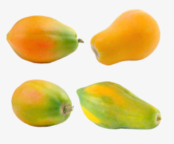 四个水果实物水果不同角度的四个木瓜高清图片