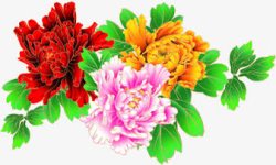手绘中秋节彩色花朵素材