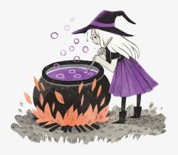 魔药煮汤的小魔女高清图片