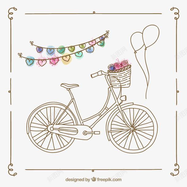 彩绘单车和气球png免抠素材_新图网 https://ixintu.com ai格式 单车 彩绘 气球 水彩 爱心 爱心拉旗 花卉