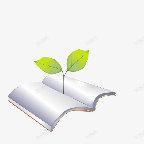 立体书籍png免抠素材_新图网 https://ixintu.com 书本 书籍 卡通 叶子 展开 植物