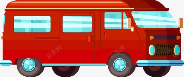 红色卡通客运汽车png免抠素材_新图网 https://ixintu.com 出行 卡通汽车 红色汽车 装饰图案 货车 车辆
