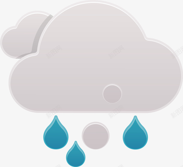 云朵雨滴标图标png_新图网 https://ixintu.com 免抠图 卡通有趣 白色云朵 矢量图案 雨天 雨滴