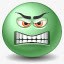 愤怒的的脸表情符号Green图标图标