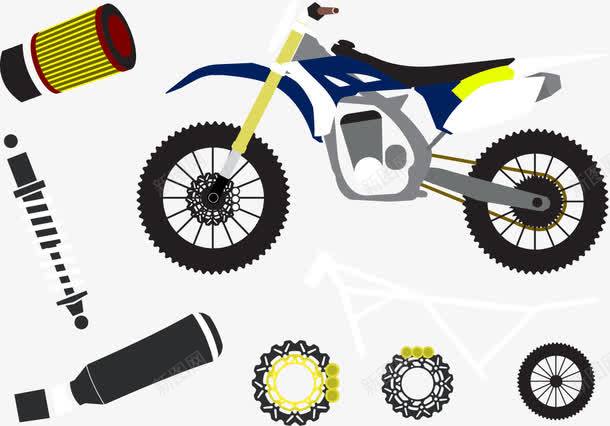 摩托车零件png免抠素材_新图网 https://ixintu.com 摩托车零件 蓝色 黄色