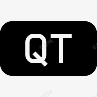QT文件类型的黑色圆角矩形界面符号图标图标