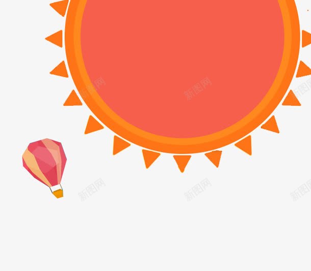 太阳热气球png免抠素材_新图网 https://ixintu.com 手绘太阳 热气球 红太阳 红色热气球