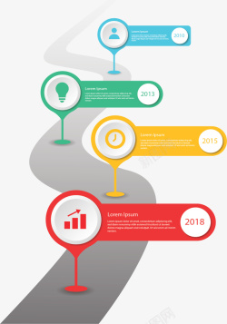 彩色标签流程图表矢量图素材
