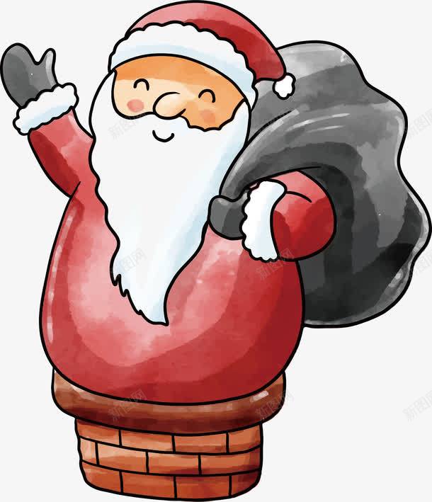 爬烟囱的圣诞老人png免抠素材_新图网 https://ixintu.com 圣诞老人 圣诞节 手绘风 水彩圣诞老人 爬烟囱 矢量png