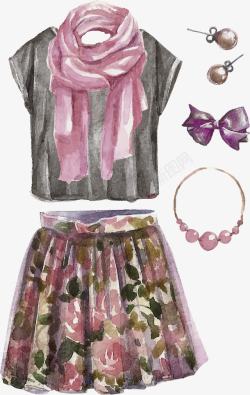 紫色手绘衣服素材