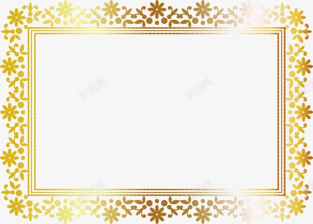 渐变金色雏菊花边png免抠素材_新图网 https://ixintu.com 欧式相框 金色花边 金色雏菊花边 雏菊边框