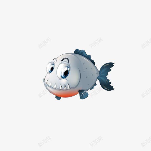 灰蓝色的鱼png免抠素材_新图网 https://ixintu.com 卡通 卡通鱼 海洋 灰色 矢量鱼 红 蓝色 鱼