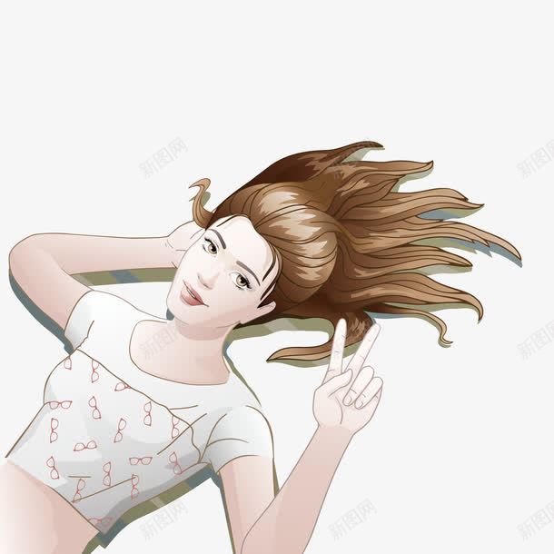 躺着的快乐女孩png免抠素材_新图网 https://ixintu.com 卡通 快乐 躺着的美女