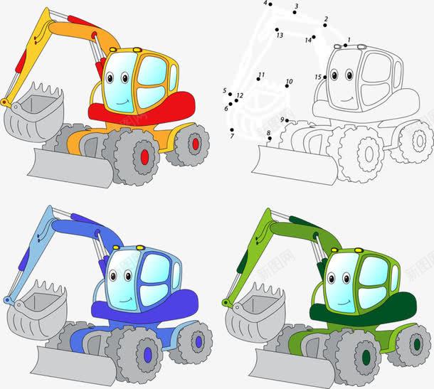 卡通挖掘机png免抠素材_新图网 https://ixintu.com 卡通 呆萌的挖掘机 挖掘机 机车