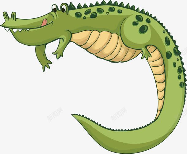 绿色鳄鱼png免抠素材_新图网 https://ixintu.com 动物 尾巴 手绘 斑点 斑纹 爪子 鳄鱼
