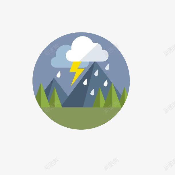 卡通雷阵雨景观图标png_新图网 https://ixintu.com Q版气象 卡通景观 自然景观 雷阵雨