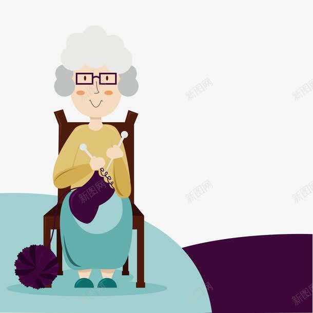 老奶奶织毛衣插画png免抠素材_新图网 https://ixintu.com 扁平 白发 织毛衣 编织毛衣 老奶奶 老婆婆卡通