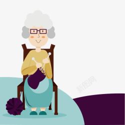 奶奶织毛衣老奶奶织毛衣插画高清图片