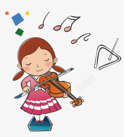 拉提琴的女孩矢量图素材