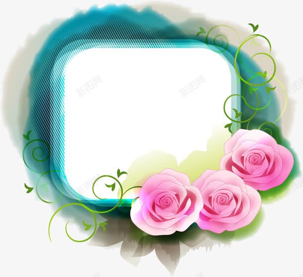 玫瑰花卉框png免抠素材_新图网 https://ixintu.com 玫瑰花 花朵 装饰 话框