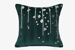 软装抱枕绿色白花装饰抱枕高清图片