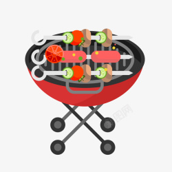 红色烧烤架红色烧烤架上的烧烤高清图片