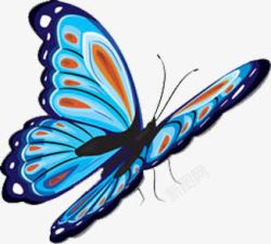 扁平风格手绘飞舞的蓝蝴蝶素材